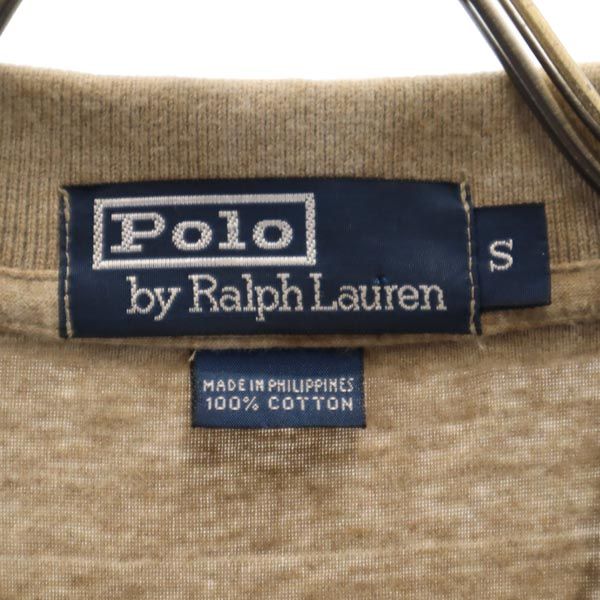 Polo by Ralph Lauren ポロバイラルフローレン ボーダー柄 半袖 ポロシャツ S ベージュ系 ロゴ刺_ メンズ