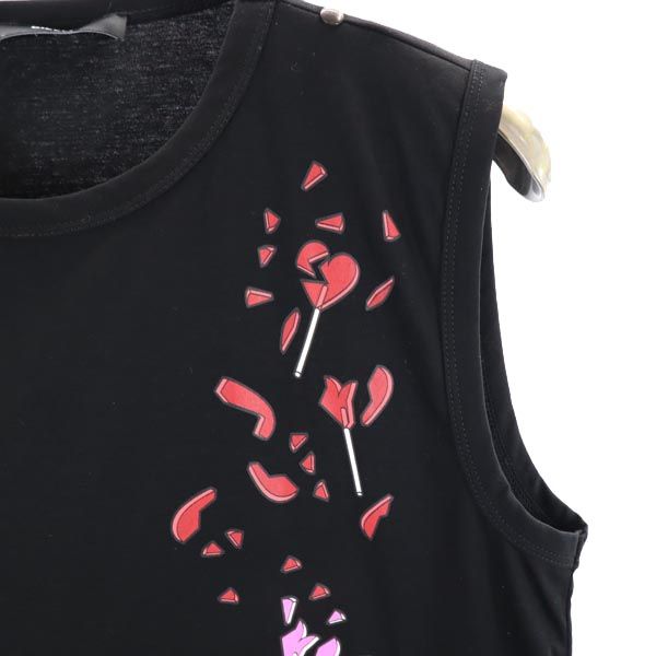 DIESEL ディーゼル プリント ノースリーブ カットソー XS ブラック系 レディース