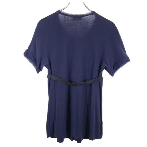 LANVIN ランバン 半袖 ウエストリボン カットソー M ネイビー系 チュニック レディース