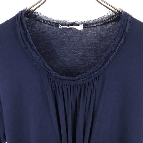 LANVIN ランバン 半袖 ウエストリボン カットソー M ネイビー系 チュニック レディース