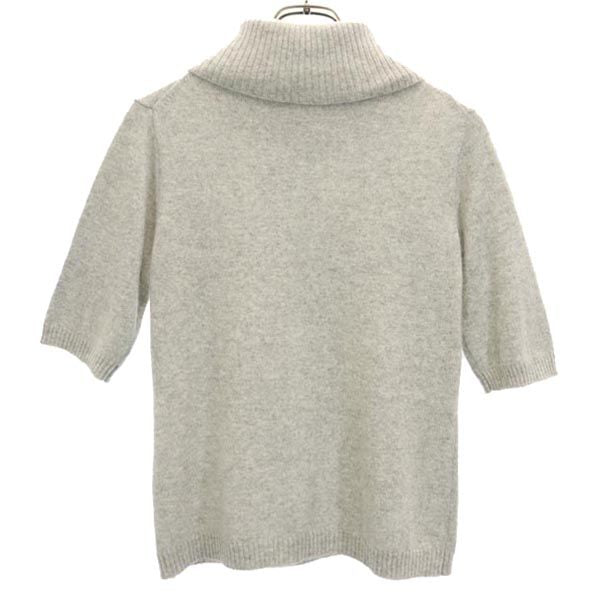 SEIZE カシミヤ100% 半袖 オフタートル ニット 3 グレー セーター レディース