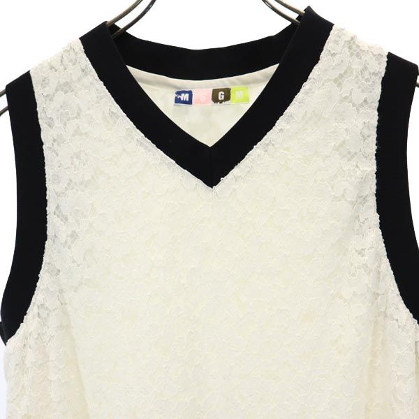 MSGM エムエスジーエム イタリア製 ノースリーブ Vネック カットソー 38 ホワイト系 ベスト レディース