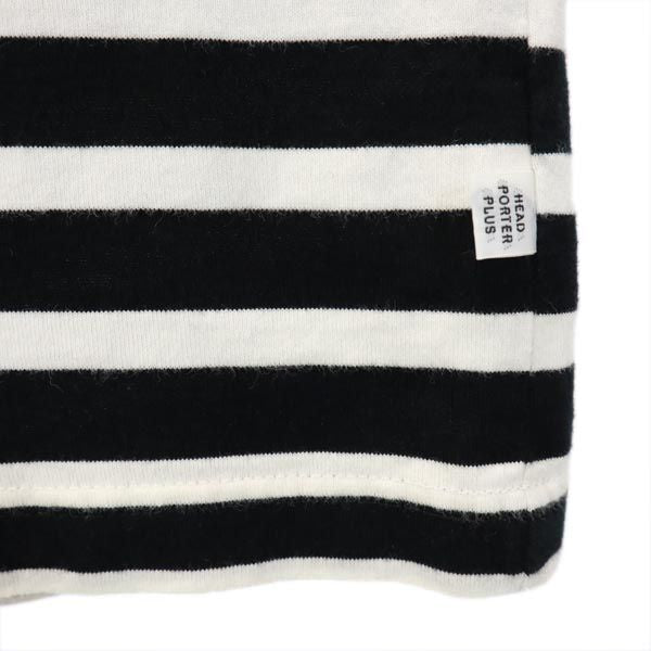 HEAD PORTER PLUS ヘッドポータープラス 日本製 ボーダー 半袖 Tシャツ M ホワイト系 メンズ