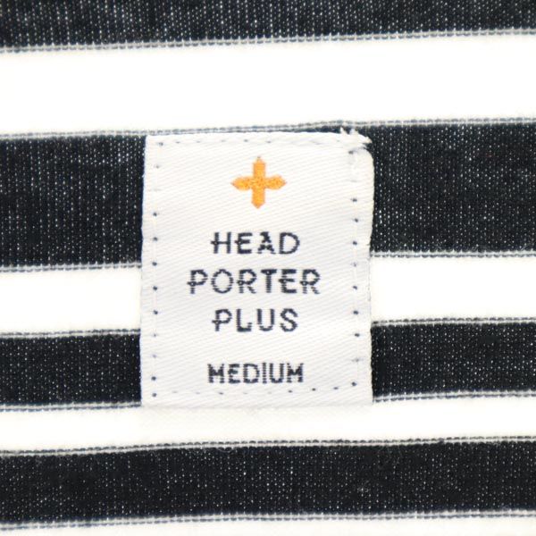 HEAD PORTER PLUS ヘッドポータープラス 日本製 ボーダー 半袖 Tシャツ M ホワイト系 メンズ