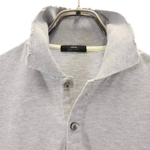 reluxe wjk リラックス ダブルジェーケー 日本製 チューリップ 刺繍 半袖 ダメージ加工 ポロシャツ S グレー 鹿の子 レディース