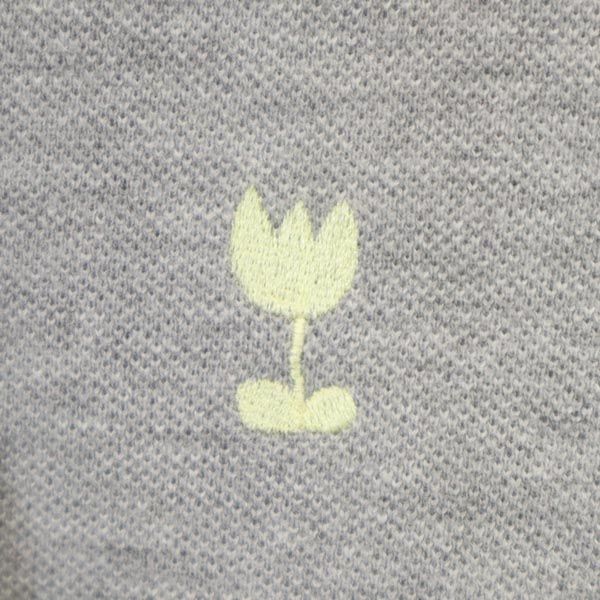 reluxe wjk リラックス ダブルジェーケー 日本製 チューリップ 刺繍 半袖 ダメージ加工 ポロシャツ S グレー 鹿の子 レディース
