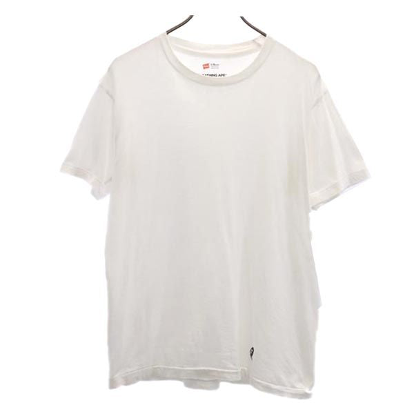 Hanes ヘインズ アベイシングエイプ コラボ 半袖 Tシャツ L ホワイト系 A BATHING APE メンズ