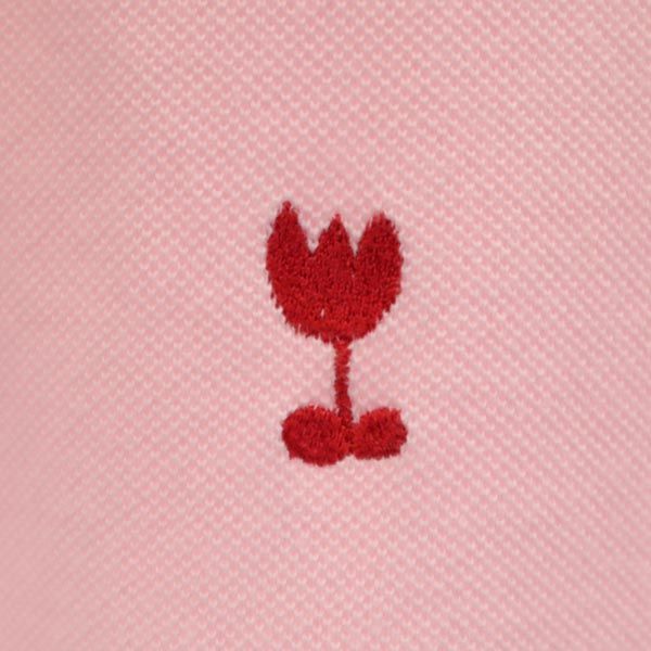 wjk ダブルジェイケイ 日本製 半袖 ダメージ加工 ポロシャツ S ピンク系 鹿の子 レディース