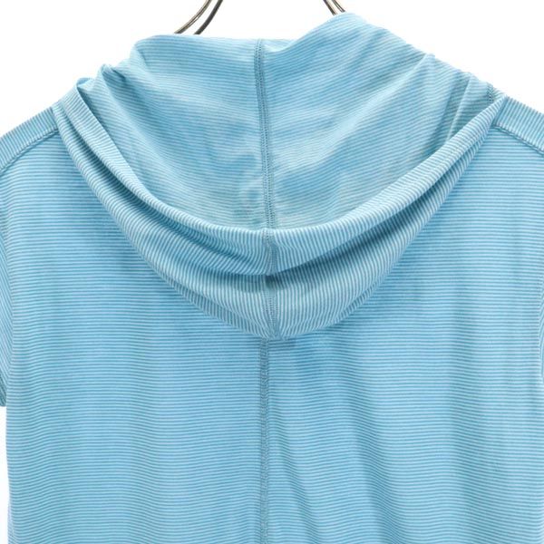 THE NORTH FACE ノースフェイス NTW11281 ボーダー 半袖 フード付 Tシャツ M ブルー系 アウトドア レディース