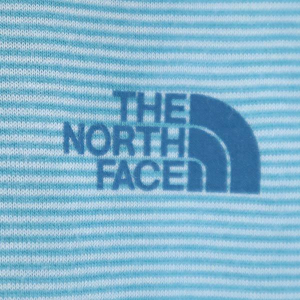 THE NORTH FACE ノースフェイス NTW11281 ボーダー 半袖 フード付 Tシャツ M ブルー系 アウトドア レディース