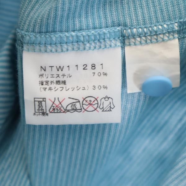 THE NORTH FACE ノースフェイス NTW11281 ボーダー 半袖 フード付 Tシャツ M ブルー系 アウトドア レディース