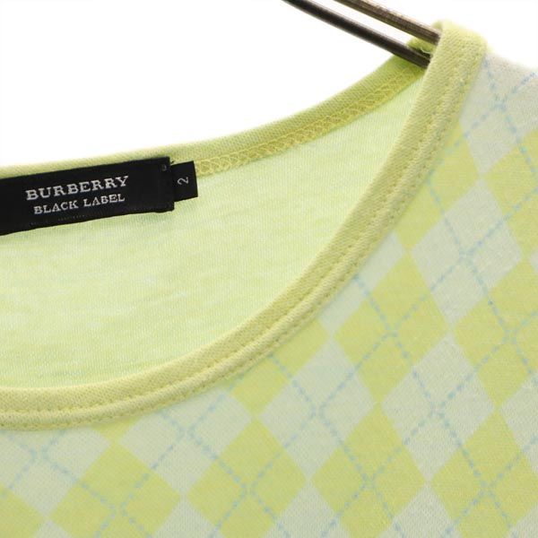 BURBERRY BLACK LABEL バーバリーブラックレーベル 日本製 三陽商会 アーガイル 半袖 Tシャツ 2 イエロー系 メンズ