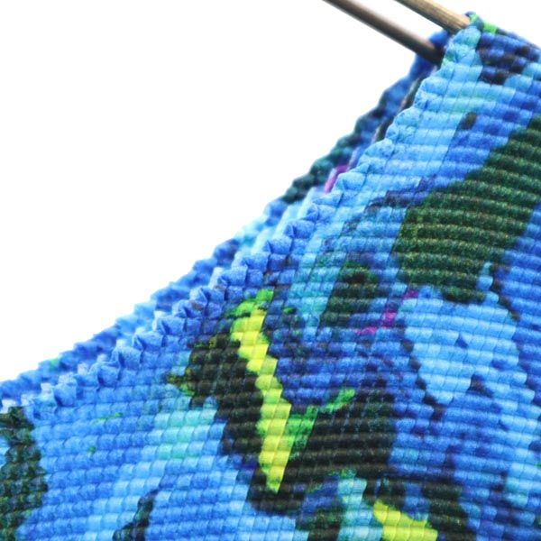 総柄 半袖 カットソー ブルー×グリーン×紫 レディース