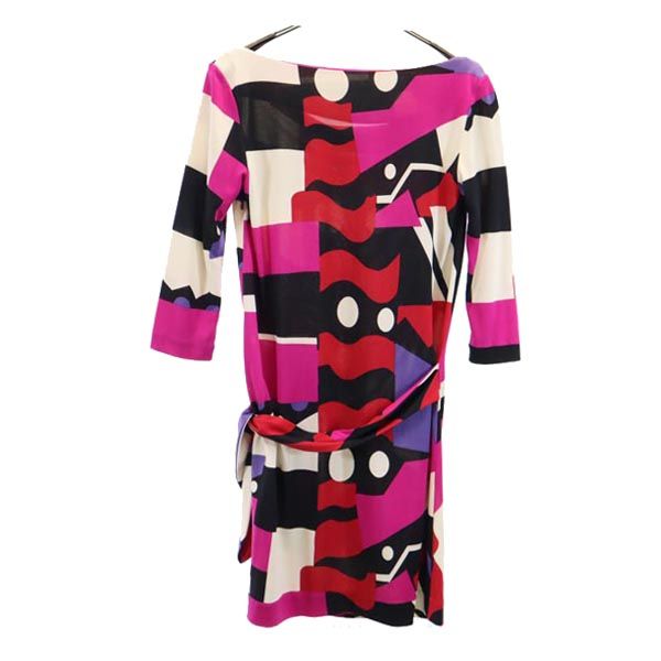 DIANE VON FURSTENBERG ダイアンフォンファステンバーグ シルク 長袖 ワンピース 0 サイドリボン レディース