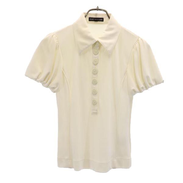 FOXEY NEW YORK フォクシーニューヨーク 日本製 半袖 襟付き バルーン袖 カットソー 38 アイボリー系 レディース