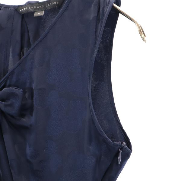 MARC BY MARC JACOBS マークバイマークジェイコブス 総柄 ノースリーブ ワンピース 2 ネイビー系 サイドジップ レディース