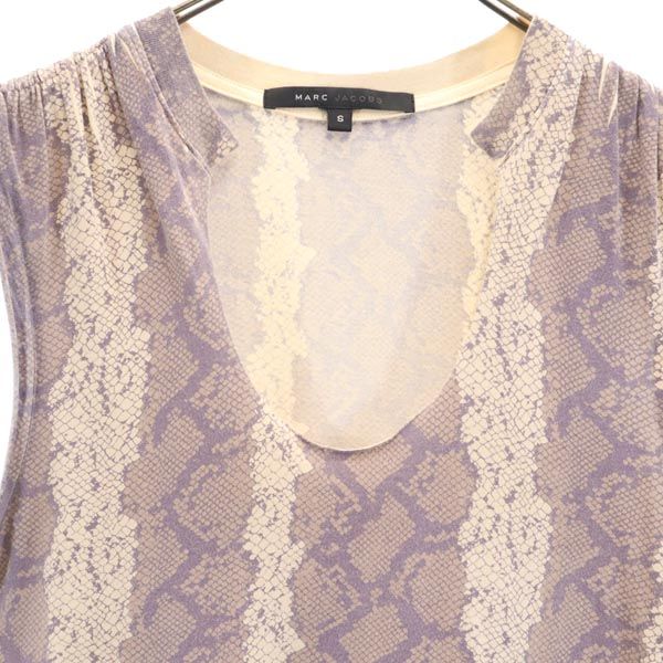 MARC JACOBS マークジェイコブス パイソン柄 ノースリーブ カットソー S ベージュ系 レディース
