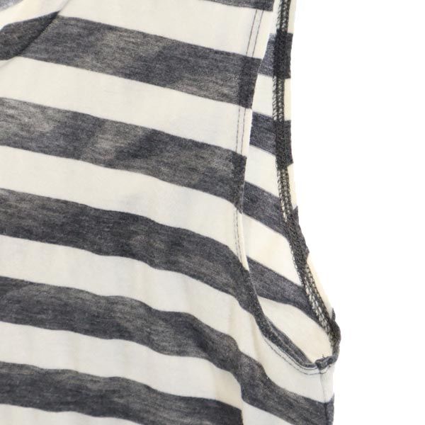 スナオクワハラ 日本製 ボーダー ノースリーブ カットソー M グレー系 sunaokuwahara レディース