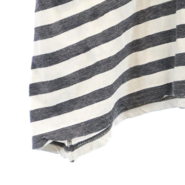 スナオクワハラ 日本製 ボーダー ノースリーブ カットソー M グレー系 sunaokuwahara レディース