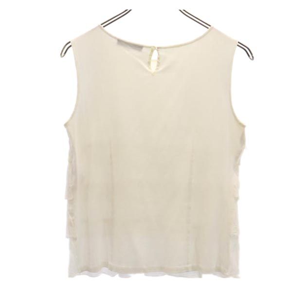 トゥモローランド シルクブレンド ノースリーブ 段々フリル カットソー 38 ホワイト系 TOMORROWLAND レディース