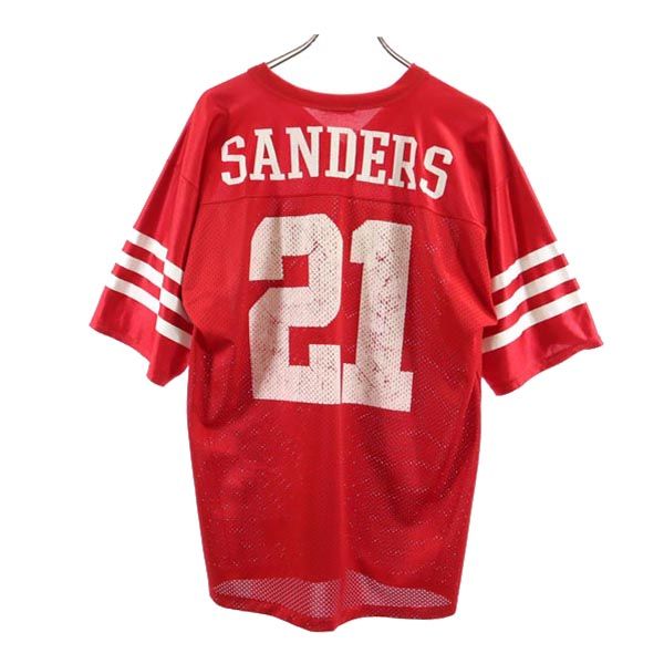 90s オールド USA製 フットボールT 21 SANDERS アメリカンフットボール 半袖 ウェア M レッド アメフト メンズ