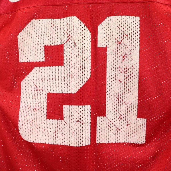 90s オールド USA製 フットボールT 21 SANDERS アメリカンフットボール 半袖 ウェア M レッド アメフト メンズ