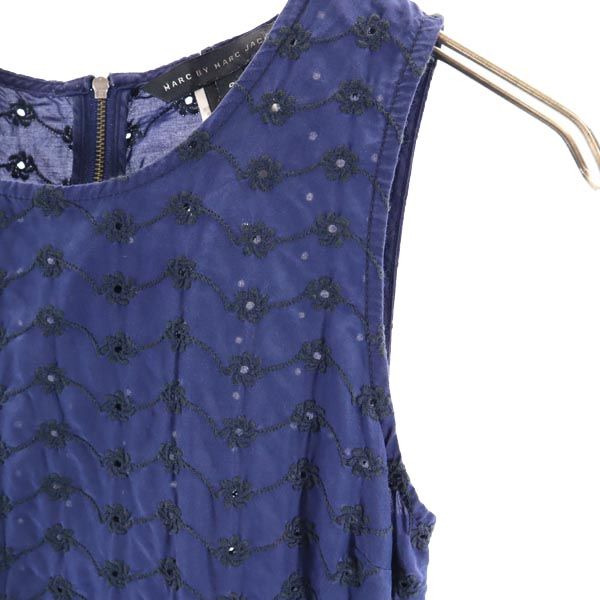 MARC BY MARC JACOBS マークバイマークジェイコブス ノースリーブ ワンピース 0 ネイビー系 バックプリント レディース