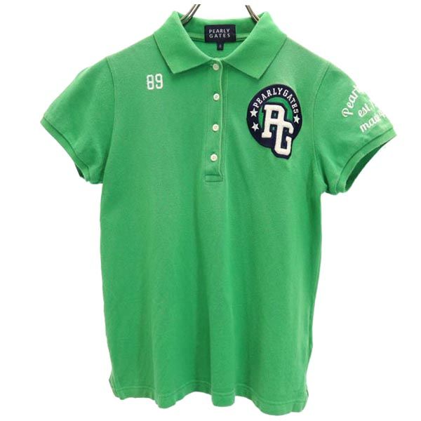 PEARLY GATES パーリーゲイツ 日本製 ゴルフ 半袖 ウェア 0 グリーン 鹿の子 レディース