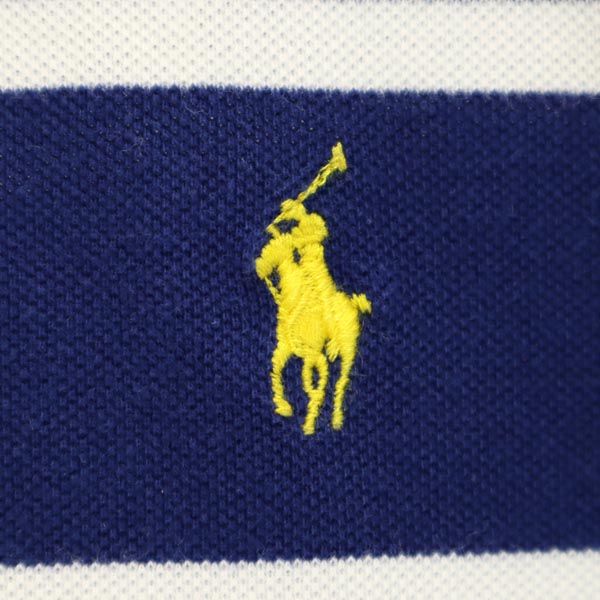 Polo by Ralph Lauren ポロバイラルフローレン ボーダー柄 半袖 ポロシャツ L ブルー×ホワイト 鹿の子 メンズ