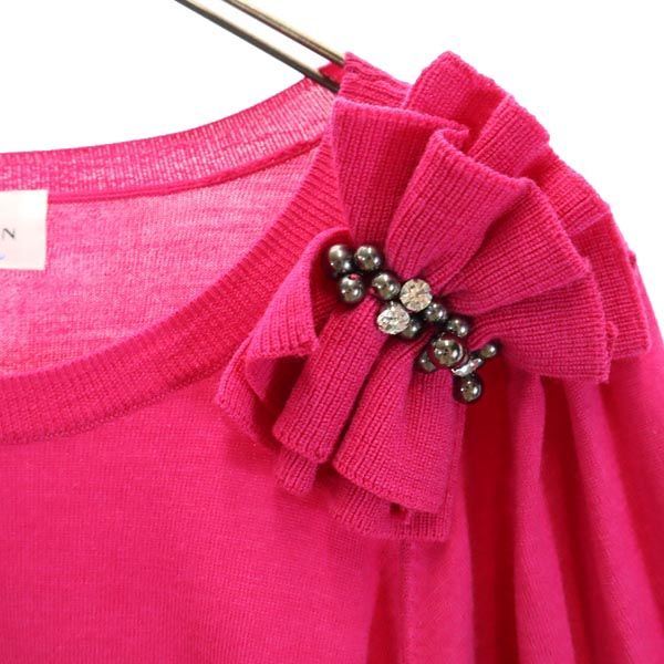 LANVIN en Bleu ランバンオンブルー ウール 半袖 肩デザイン ニット カットソー 38 ピンク系 レディース