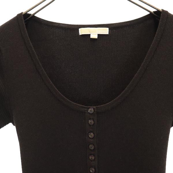 マイケルマイケルコース シルクブレンド 半袖 リブニット カットソー 4 ブラック系 MICHAEL MICHAEL KORS レディース