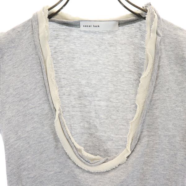 sacai luck サカイラック 半袖 フレンチスリーブ カットソー グレー系 Tシャツ レディース