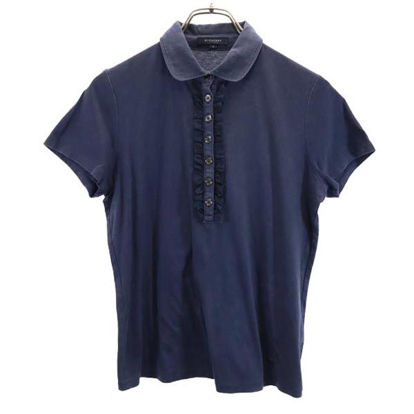 BURBERRY バーバリー 日本製 三陽商会 半袖 ハーフボタン シャツ 2 ネイビー レディース