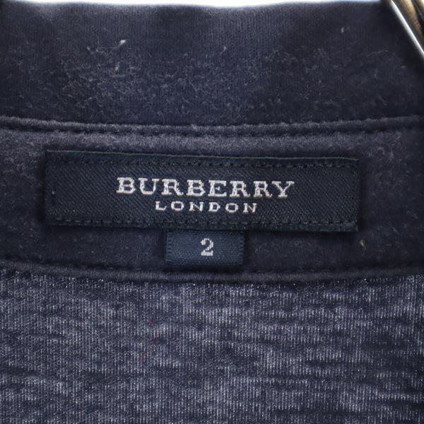 BURBERRY バーバリー 日本製 三陽商会 半袖 ハーフボタン シャツ 2 ネイビー レディース