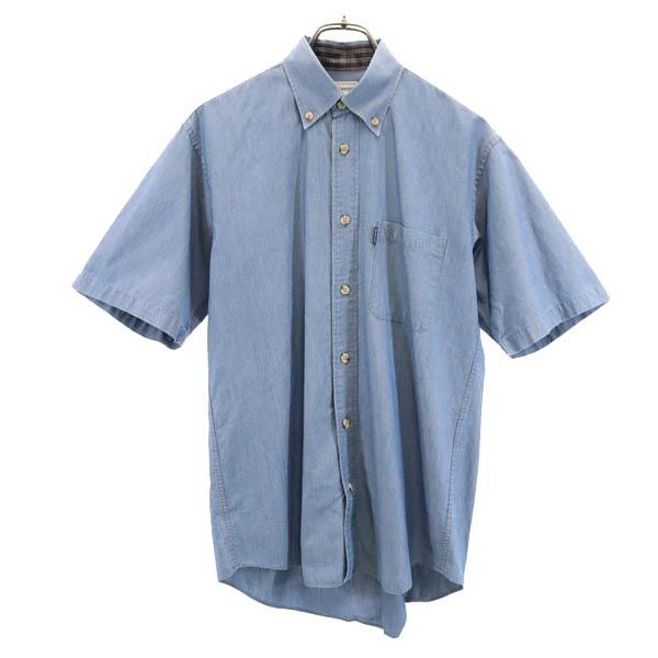 Burberrys バーバリーズ 90s オールド 日本製 三陽商会 半袖 ボタンダウンシャツ SA ブルー メンズ