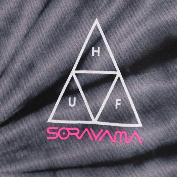 HUF ハフ バック プリント 半袖 Tシャツ S グレー系 染加工 メンズ
