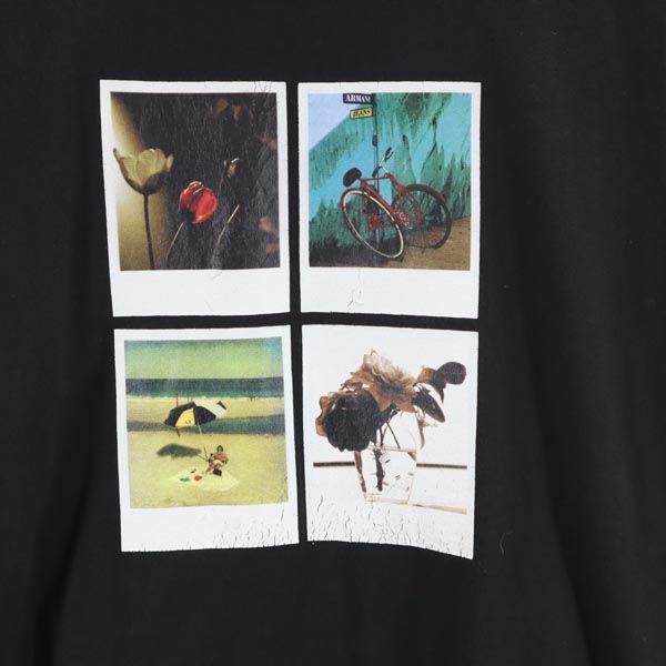 ARMANI JEANS アルマーニジーンズ イタリア製 フォト風 プリント 半袖 Tシャツ I 46 黒 レディース