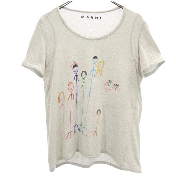 MARNI マルニ イタリア製 プリント 半袖 Tシャツ 42 グレー系 レディース