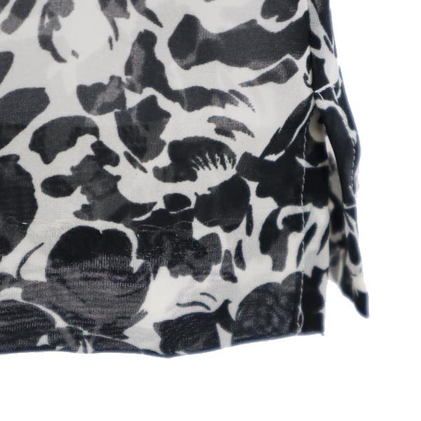 Aquascutum アクアスキュータム 総柄 半袖 オープンカラーシャツ ブラック系 レディース