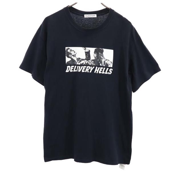 FLAGSTUFF フラグスタフ プリント 半袖 Tシャツ L ブラック系 メンズ