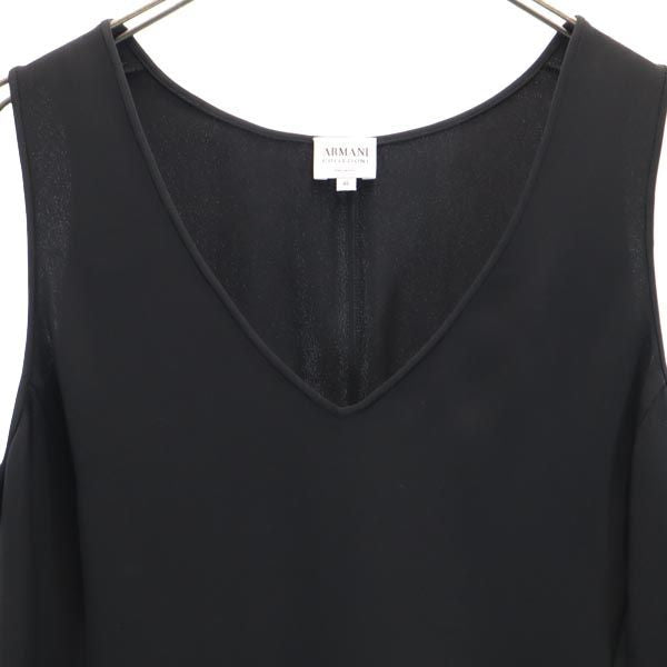 ARMANI COLLEZIONI アルマーニコレッツォーニ イタリア製 ノースリーブ カットソー 46 ブラック系 レディース