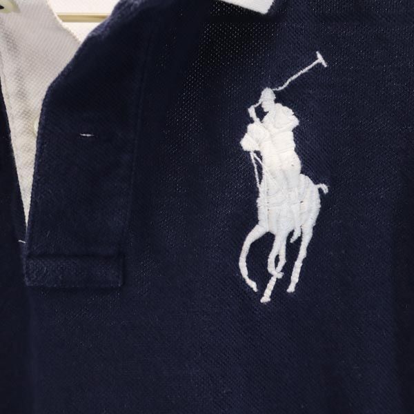 POLO RALPH LAUREN ポロラルフローレン ビッグポニー 刺繍 半袖 ポロシャツ 3/3T ネイビー 鹿の子 キッズ