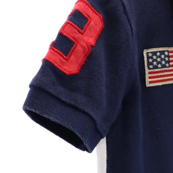 POLO RALPH LAUREN ポロラルフローレン ビッグポニー 刺繍 半袖 ポロシャツ 3/3T ネイビー 鹿の子 キッズ