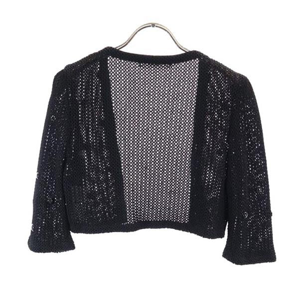 Rene ルネ 日本製 5分袖 カーディガン 38 黒 透かし編み ニット ボレロ レディース