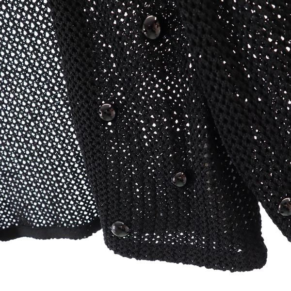 Rene ルネ 日本製 5分袖 カーディガン 38 黒 透かし編み ニット ボレロ レディース