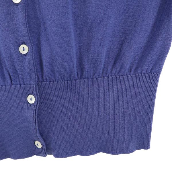 JOHN SMEDLEY ジョンスメドレー 英国製 5分袖 カーディガン M ブルー レディース