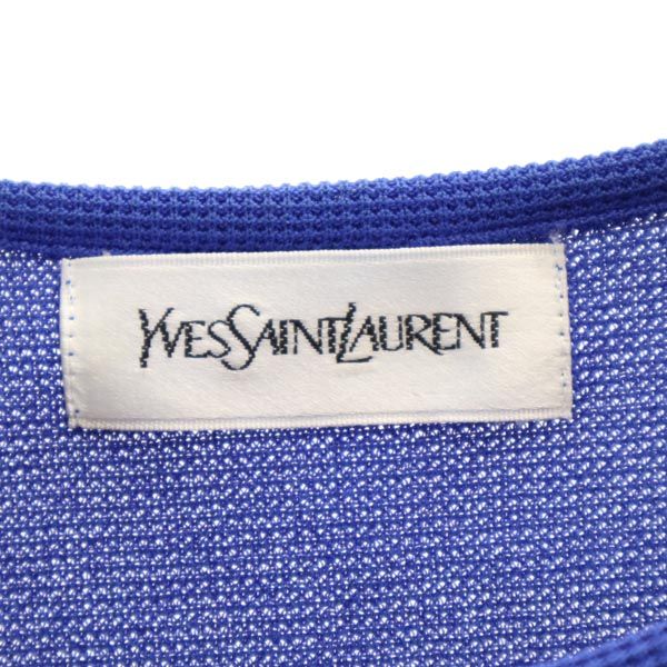 YVES SAINT LAURENT イヴサンローラン 90s オールド 半袖 カットソー M 青 レディース