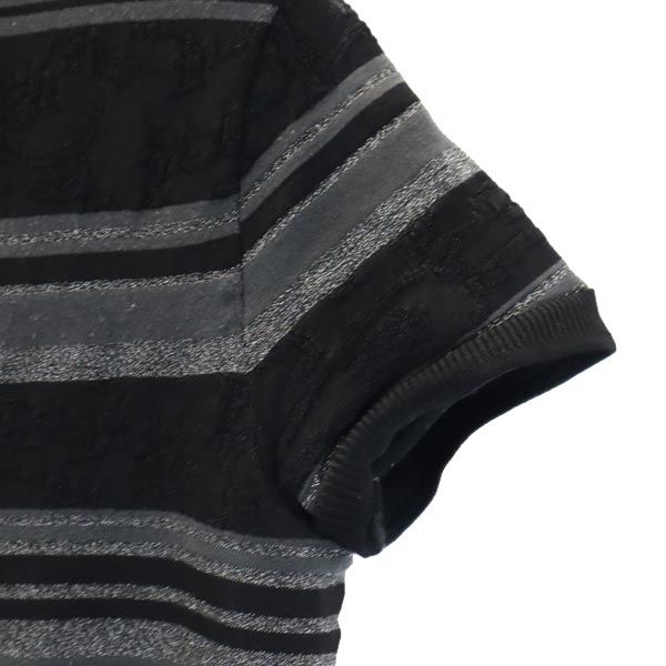 KENZO ケンゾー イタリア製 ボーダー柄 半袖 Vネック セーター M 黒系 ニット レディース