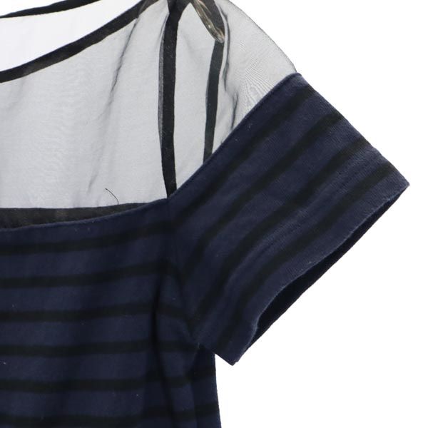 sacai luck サカイラック ボーダー柄 半袖 ボートネック カットソー 2 紺×黒 レディース