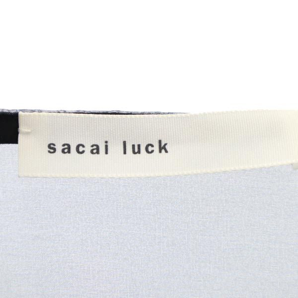 sacai luck サカイラック ボーダー柄 半袖 ボートネック カットソー 2 紺×黒 レディース